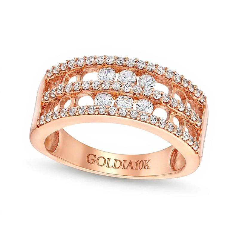 1.0 CT. TW Diamond Multi-Row Band in 10K Rose Gold