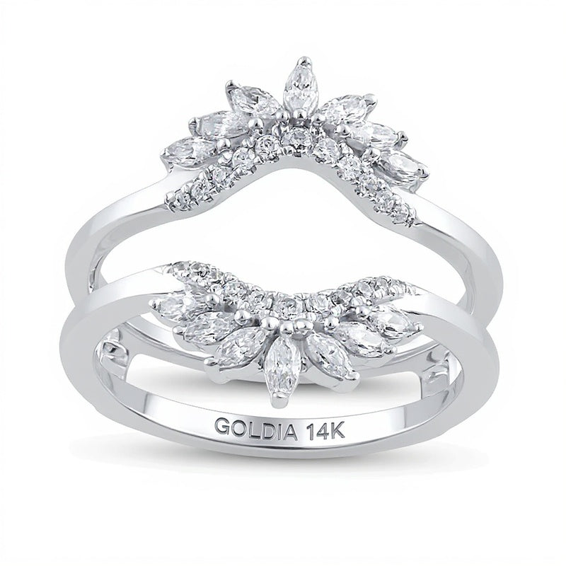 0.5 CT. TW Marquise and Round Diamond Starburst Solitaire Enhancer in 14K White Gold
