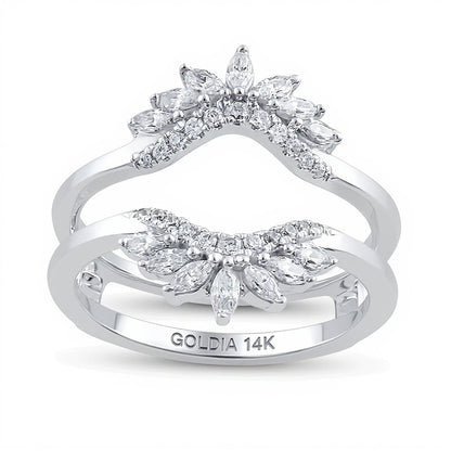 0.5 CT. TW Marquise and Round Diamond Starburst Solitaire Enhancer in 14K White Gold