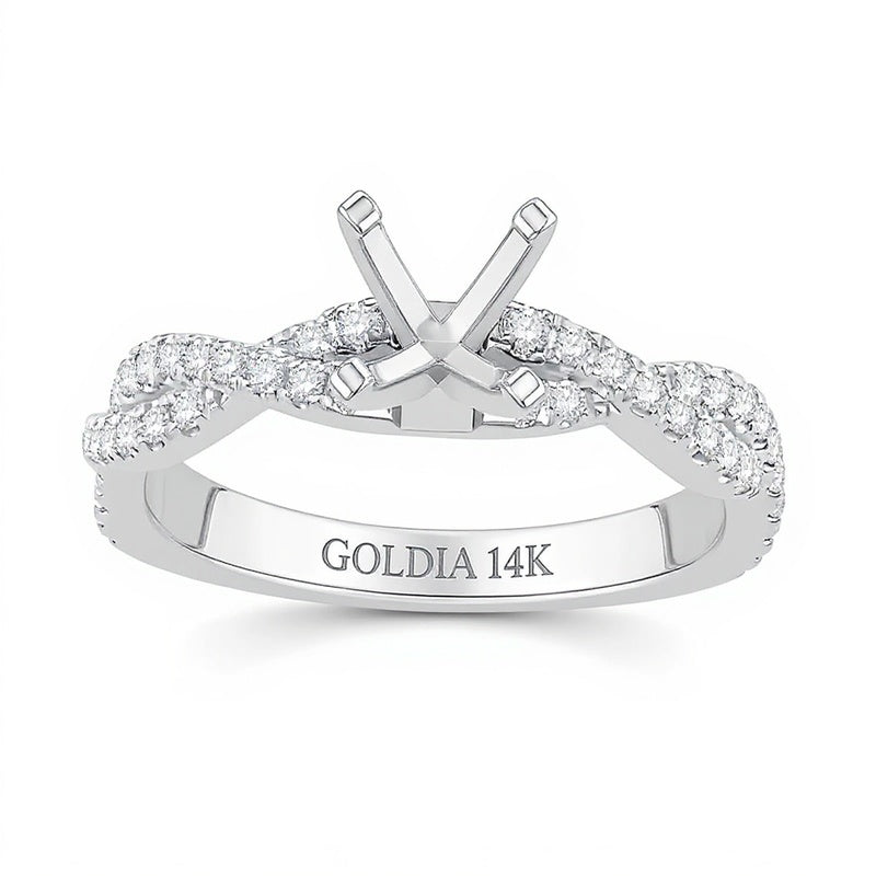 0.33 CT. TW Diamond Twist Shank Solitaire Semi Mount in 14K White Gold