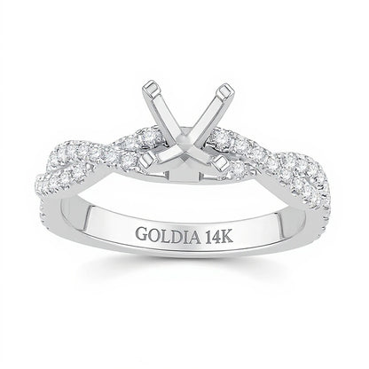 0.33 CT. TW Diamond Twist Shank Solitaire Semi Mount in 14K White Gold