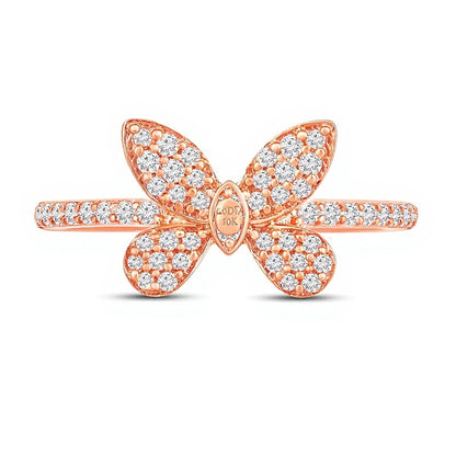 0.33 CT. TW Diamond Butterfly Ring in 10K Rose Gold