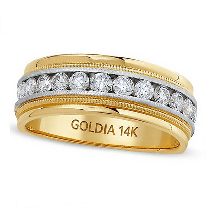 1.0 CT. TW Diamond Milgrain Band in 14K Two-Tone Gold