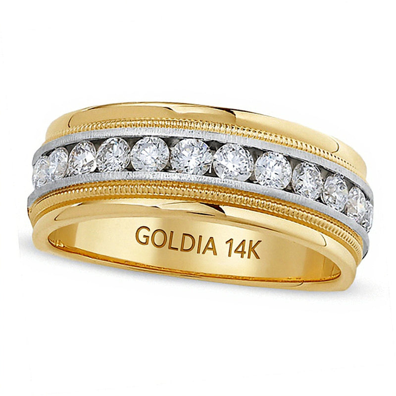 1.0 CT. TW Diamond Milgrain Band in 14K Two-Tone Gold