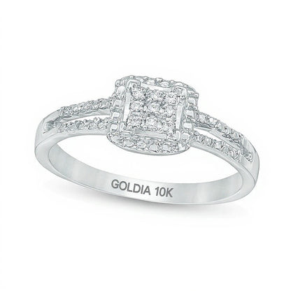 Multi-Diamond Accent Square Promise Ring in 10K White Gold