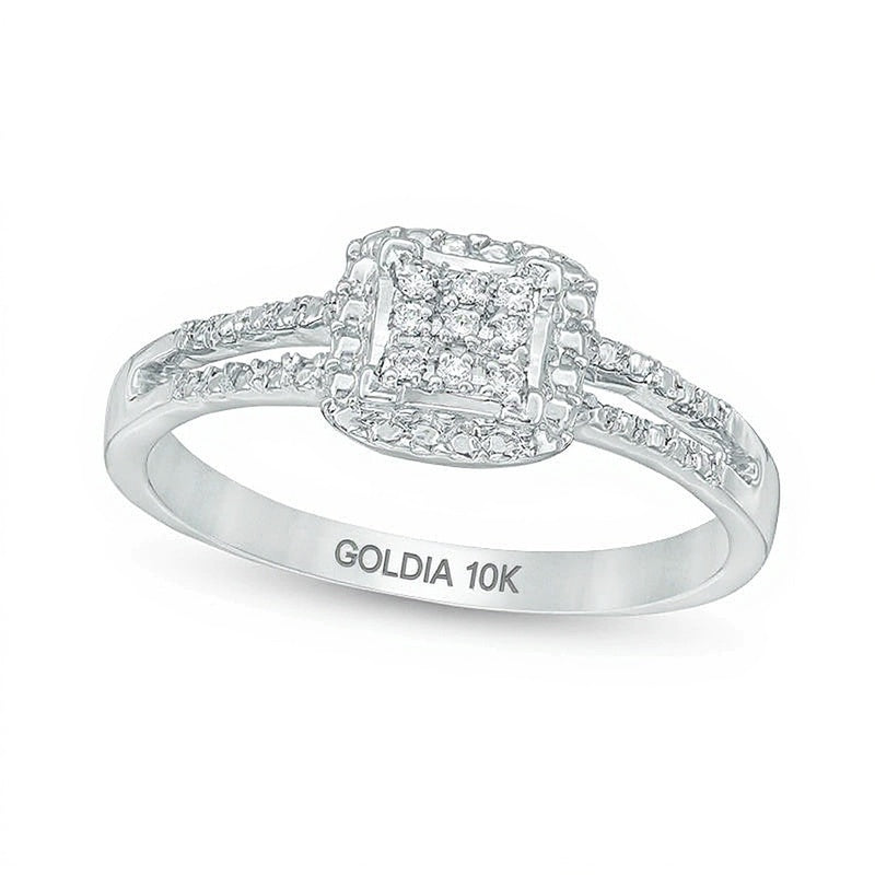 Multi-Diamond Accent Square Promise Ring in 10K White Gold