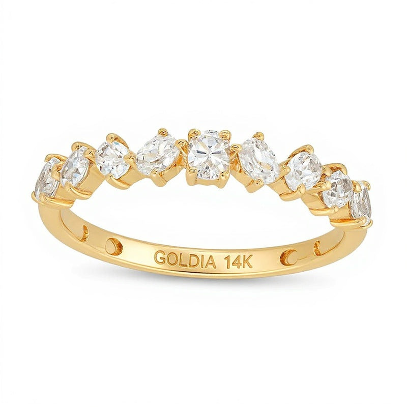 0.5 CT. TW Oval Diamond Alternating Nine Stone Anniversary Band in 14K Gold