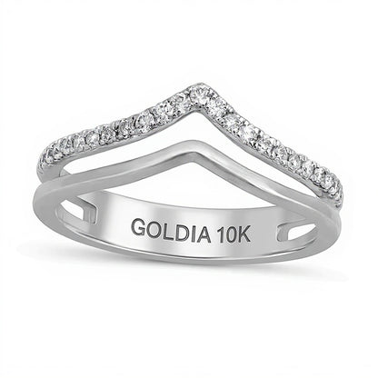 0.2 CT. TW Diamond Chevron Anniversary Ring in 10K White Gold