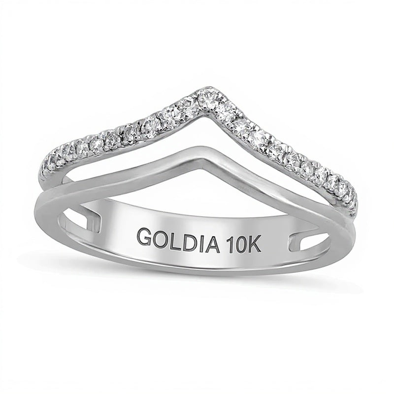 0.2 CT. TW Diamond Chevron Anniversary Ring in 10K White Gold