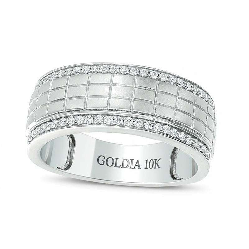 0.25 CT. TW Diamond Grid Pattern Wedding Band in 10K White Gold
