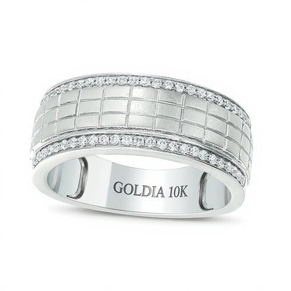 0.25 CT. TW Diamond Grid Pattern Wedding Band in 10K White Gold