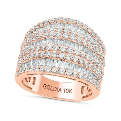 1.88 CT. TW Baguette Diamond Colosseum Multi-Row Band in 10K Rose Gold