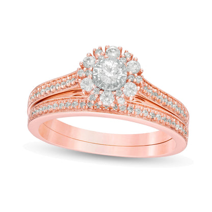 0.5 CT. TW Diamond Frame Bridal Set in 10K Rose Gold
