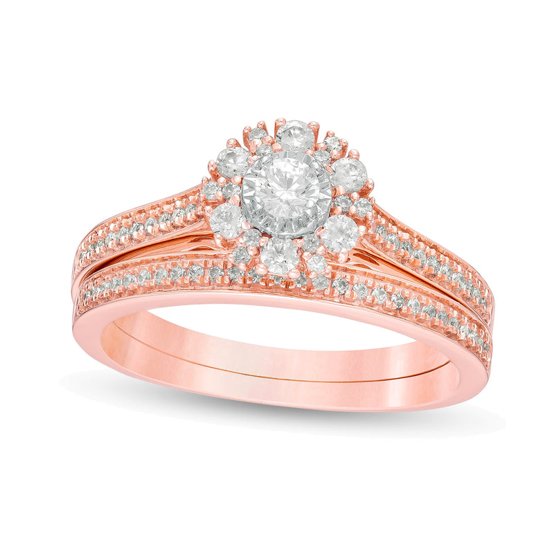 0.5 CT. TW Diamond Frame Bridal Set in 10K Rose Gold