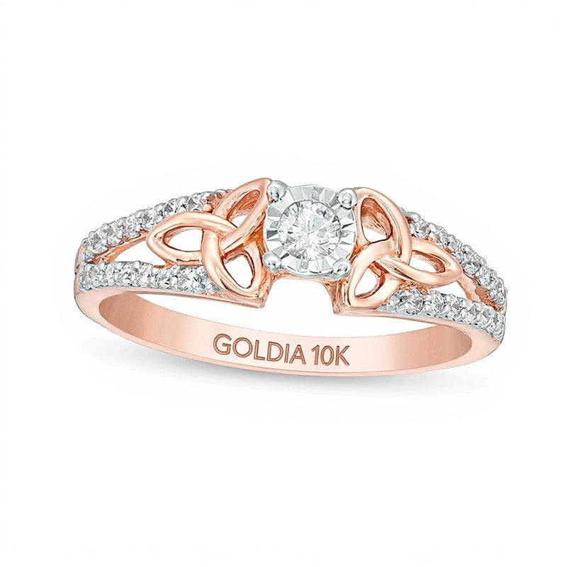 0.25 CT. TW Diamond Celtic Knots Split Shank Engagement Ring in 10K Rose Gold