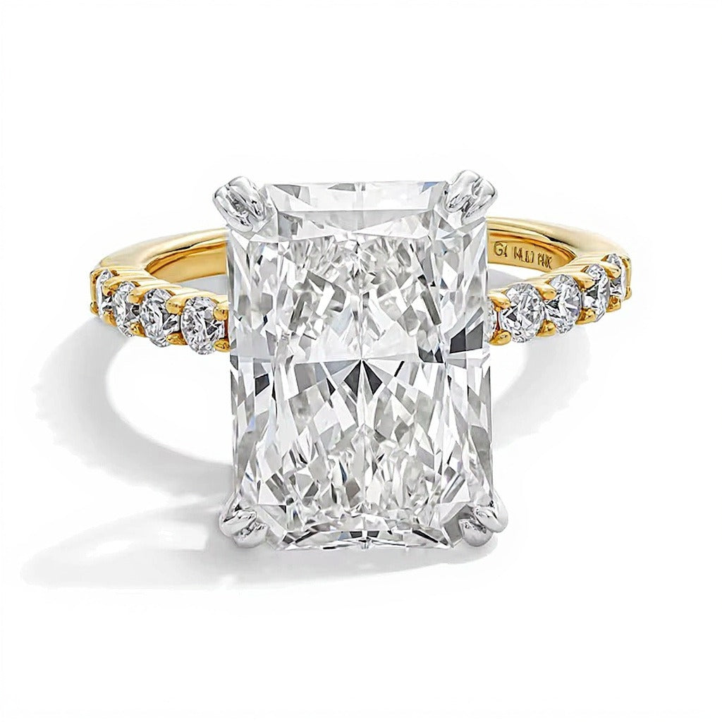 8.63 CT. TW Radiant-Cut Lab-Grown Diamond Hidden Frame Engagement Ring in 14K Gold (F/VS2)