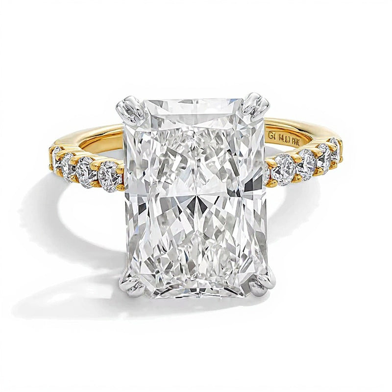 8.63 CT. TW Radiant-Cut Lab-Grown Diamond Hidden Frame Engagement Ring in 14K Gold (F/VS2)