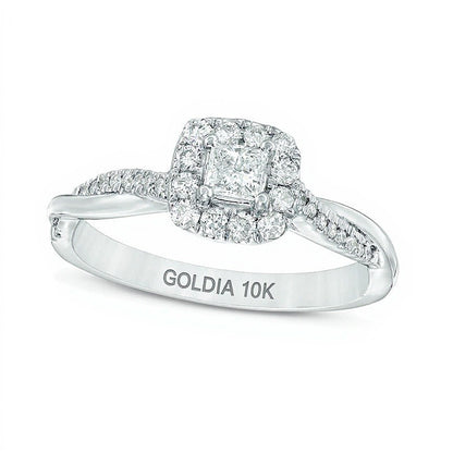 0.38 CT. TW Princess-Cut Diamond Frame Twist Engagement Ring in 10K White Gold