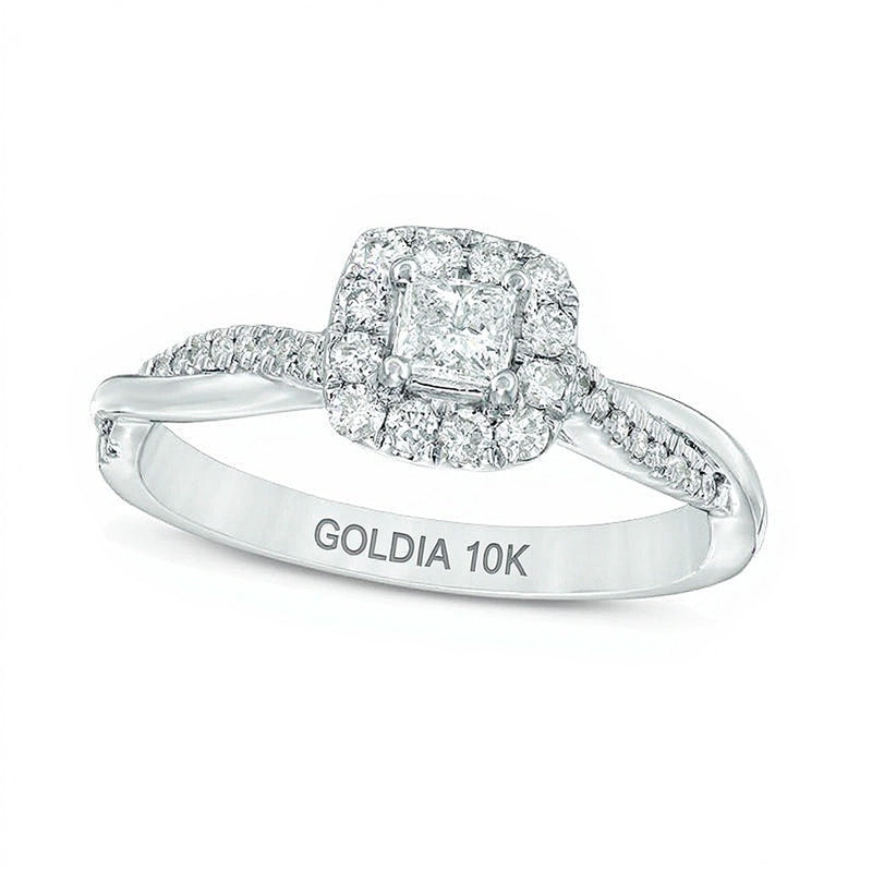 0.38 CT. TW Princess-Cut Diamond Frame Twist Engagement Ring in 10K White Gold