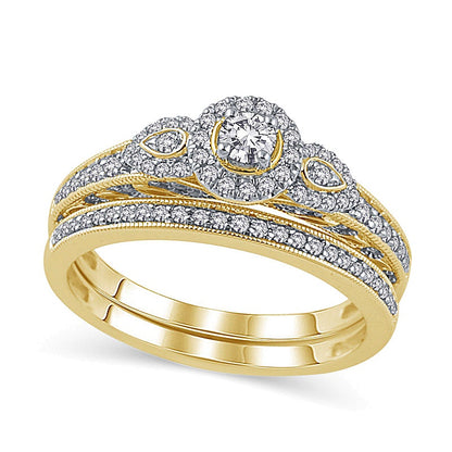 0.38 CT. TW Diamond Frame Bridal Set in 10K Gold