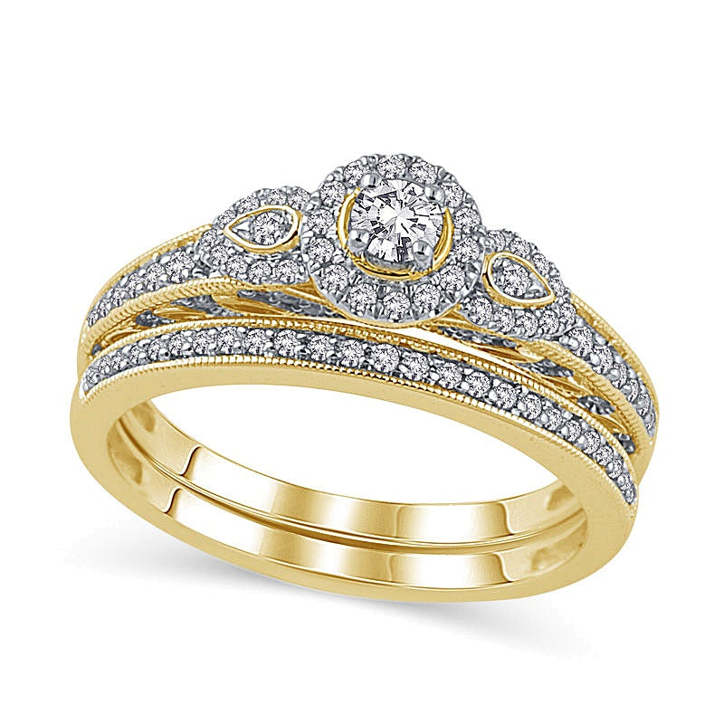 0.38 CT. TW Diamond Frame Bridal Set in 10K Gold