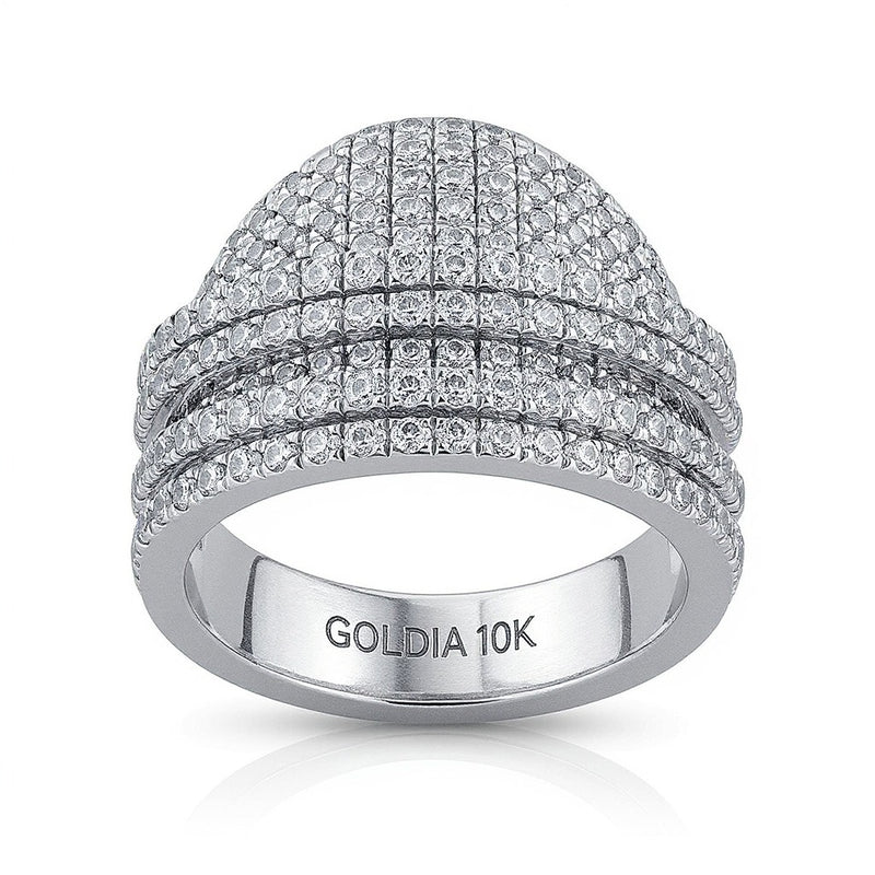 3.0 CT. TW Diamond Orbit Dome Ring in 10K White Gold