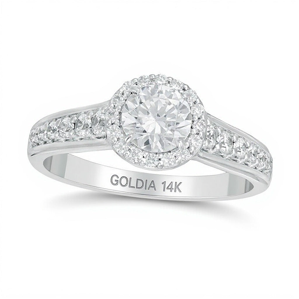 1.0 CT. TW Diamond Frame Engagement Ring in 14K White Gold