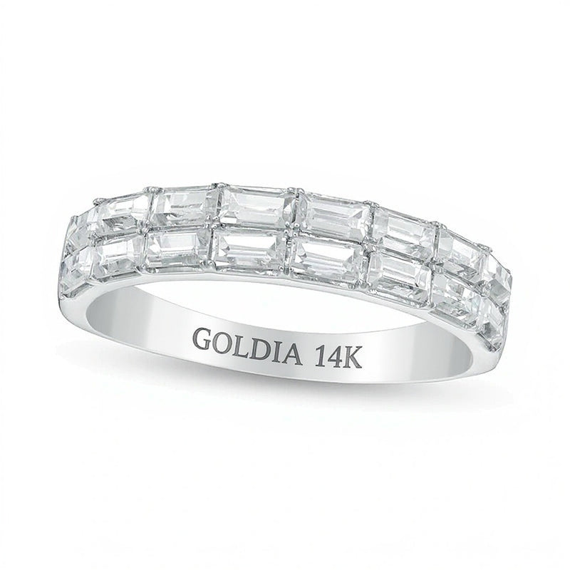 1.0 CT. TW Baguette Diamond Double Row Anniversary Band in 14K White Gold