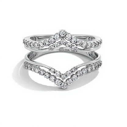 0.63 CT. TW Diamond Double Row Chevron Solitaire Enhancer in 14K White Gold