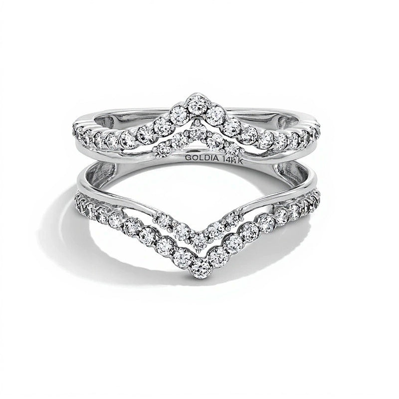 0.63 CT. TW Diamond Double Row Chevron Solitaire Enhancer in 14K White Gold