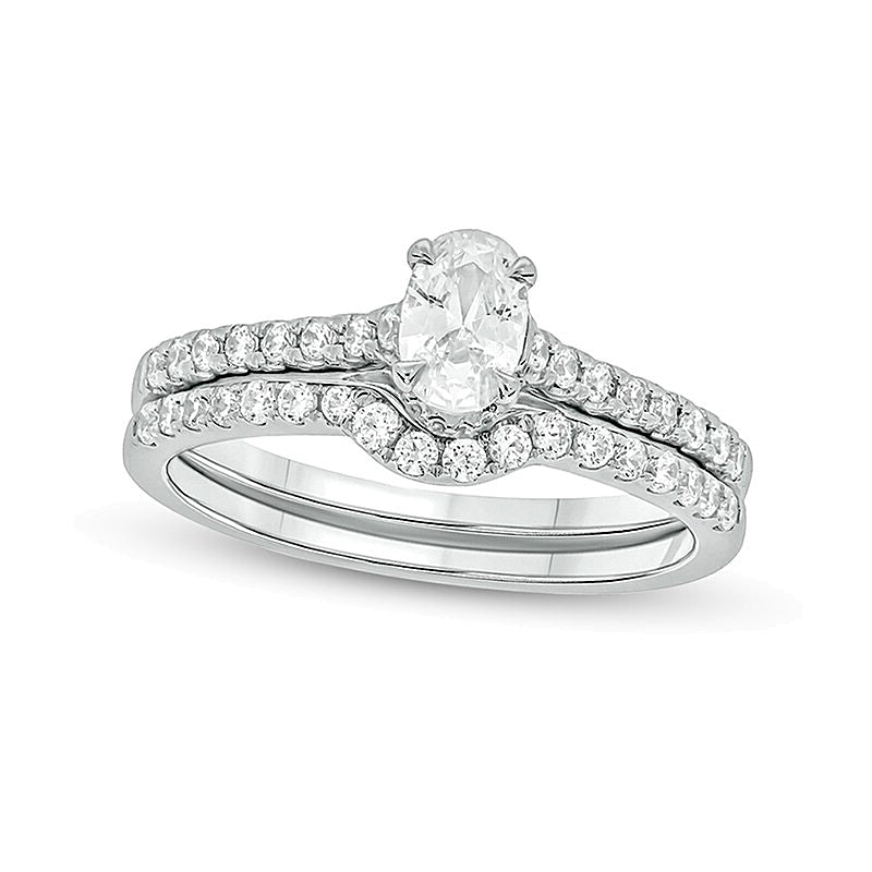 1.0 CT. TW Oval Diamond Bridal Set in 14K White Gold (I/I2)