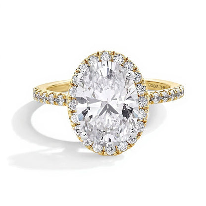 3.5 CT. TW Oval Lab-Grown Diamond Frame Engagement Ring in 14K Gold (F/VS2)