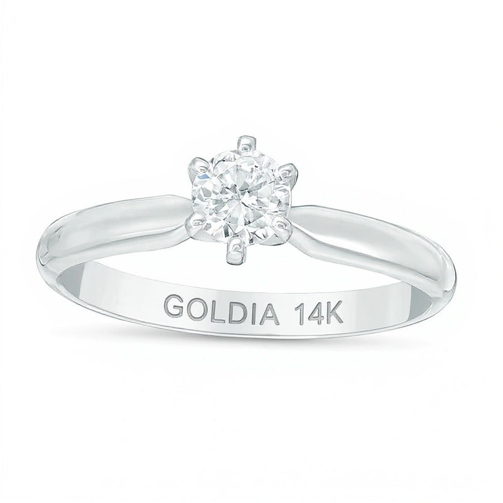 0.33 CT. Diamond Solitaire Engagement Ring in 14K White Gold (I/I2)