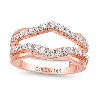 0.63 CT. TW Diamond Layered Contour Ring Solitaire Enhancer in 14K Rose Gold