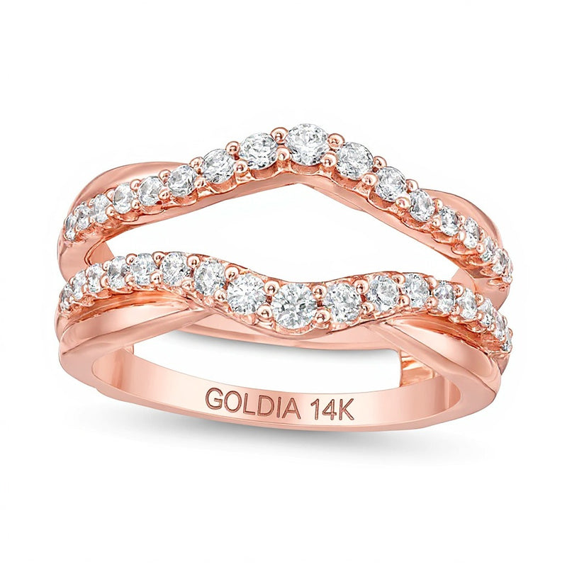 0.63 CT. TW Diamond Layered Contour Ring Solitaire Enhancer in 14K Rose Gold