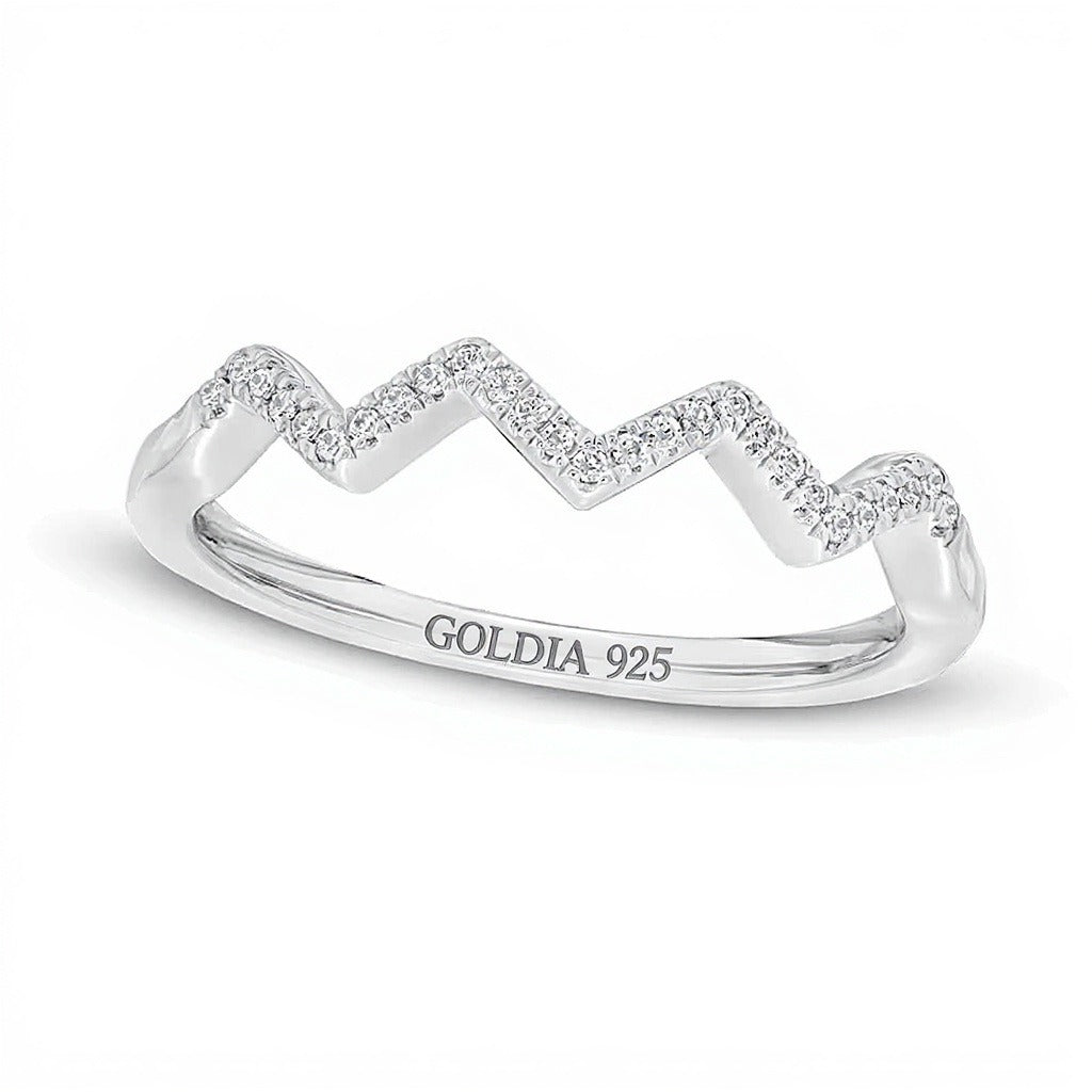 0.07 CT. TW Diamond Zig-Zag Ring in Sterling Silver