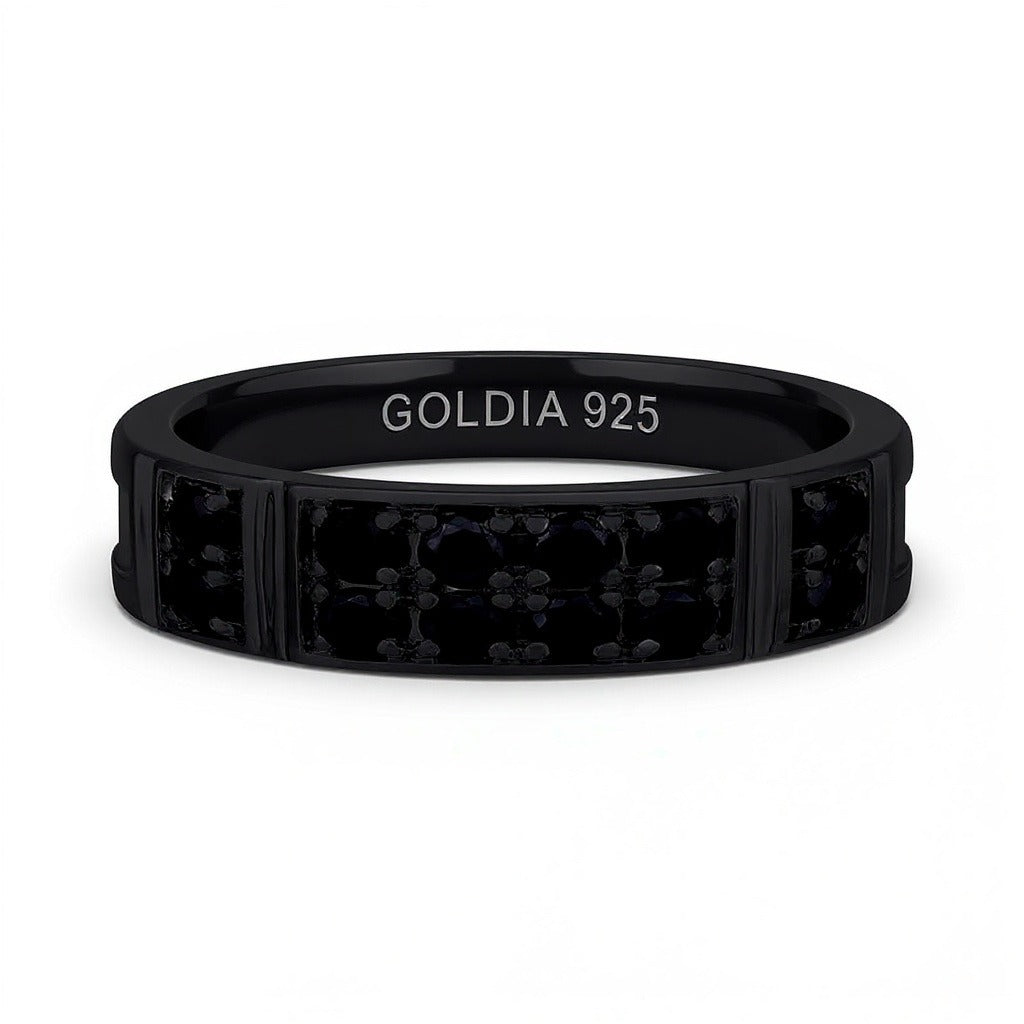 1.0 CT. TW Black Diamond Collar Double Row Band in Oxidized Black Sterling Silver