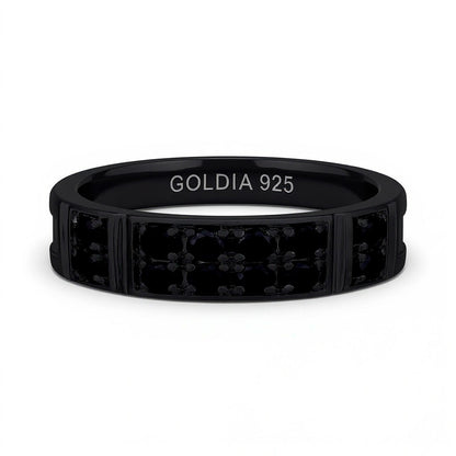 1.0 CT. TW Black Diamond Collar Double Row Band in Oxidized Black Sterling Silver
