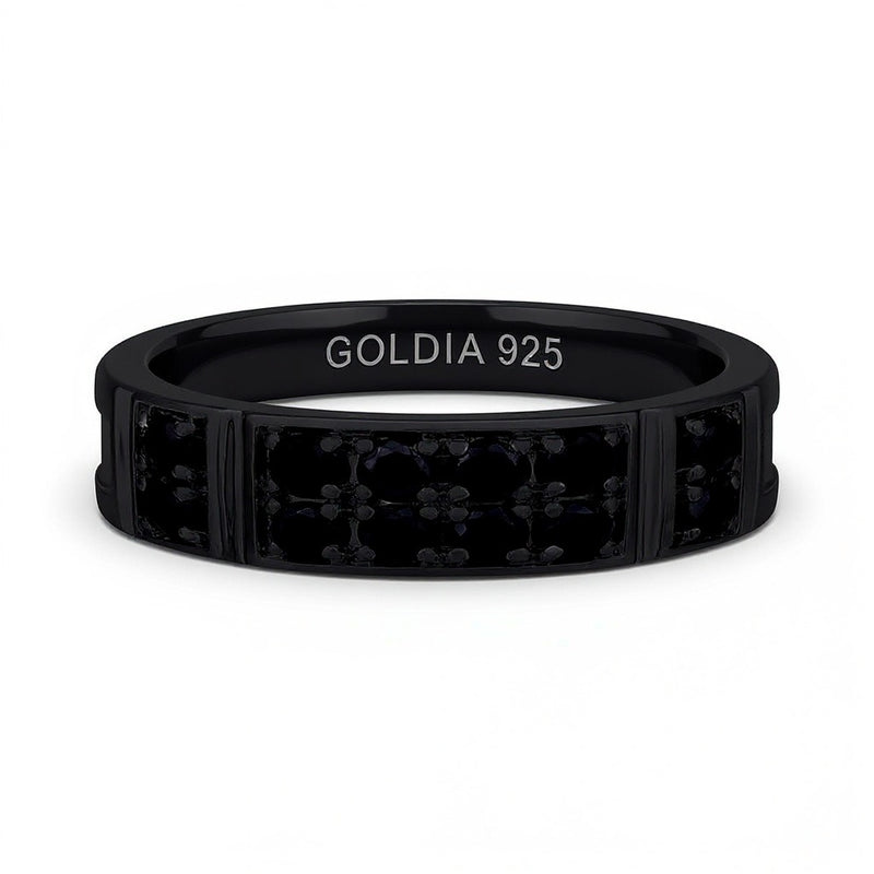 1.0 CT. TW Black Diamond Collar Double Row Band in Oxidized Black Sterling Silver