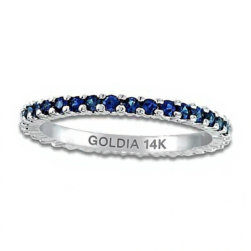 Blue Sapphire Eternity Band in 14K White Gold