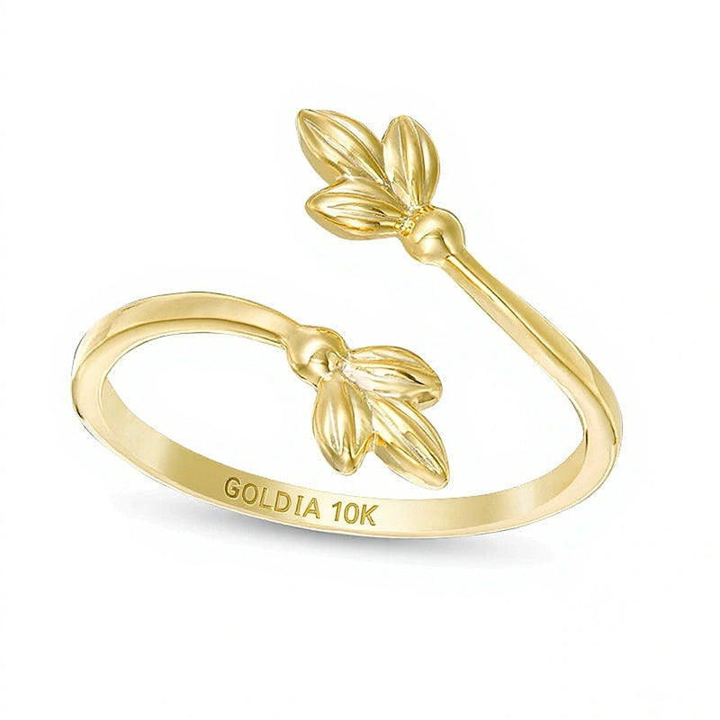 Flower Bloom Bypass Ring in 10K Gold