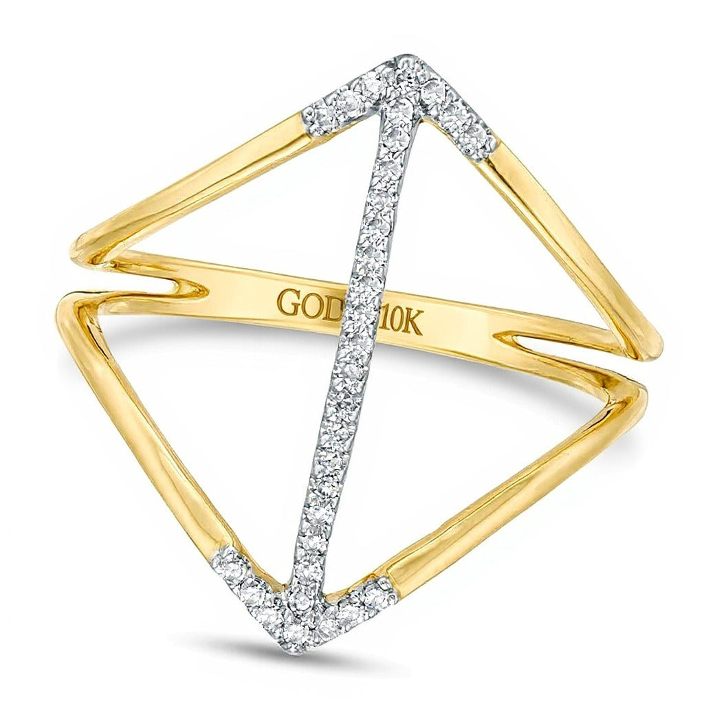 0.1 CT. TW Diamond Double Arrow Split Shank Ring in 10K Gold