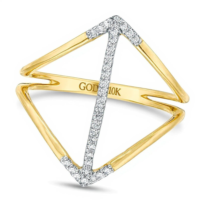 0.1 CT. TW Diamond Double Arrow Split Shank Ring in 10K Gold