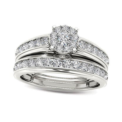 1.5 CT. TW Diamond Frame Bridal Set in 14K White Gold