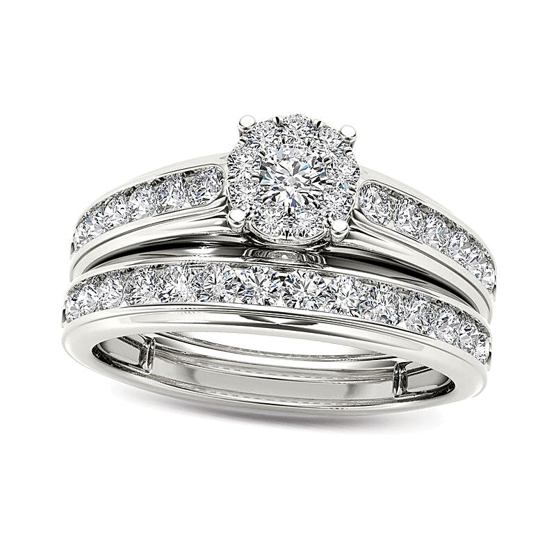 1.5 CT. TW Diamond Frame Bridal Set in 14K White Gold