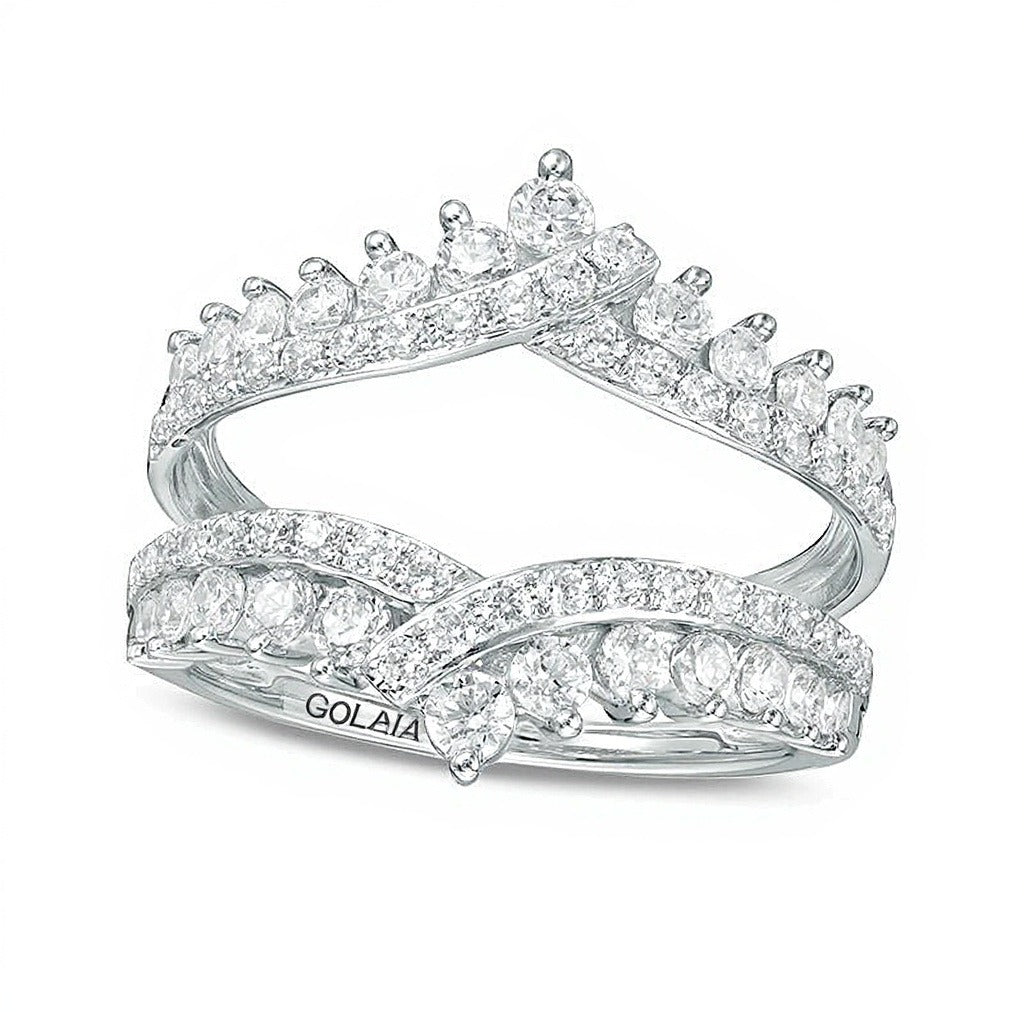 1.25 CT. TW Diamond Bypass Chevron Solitaire Enhancer in 14K White Gold