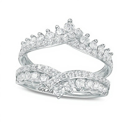 1.25 CT. TW Diamond Bypass Chevron Solitaire Enhancer in 14K White Gold