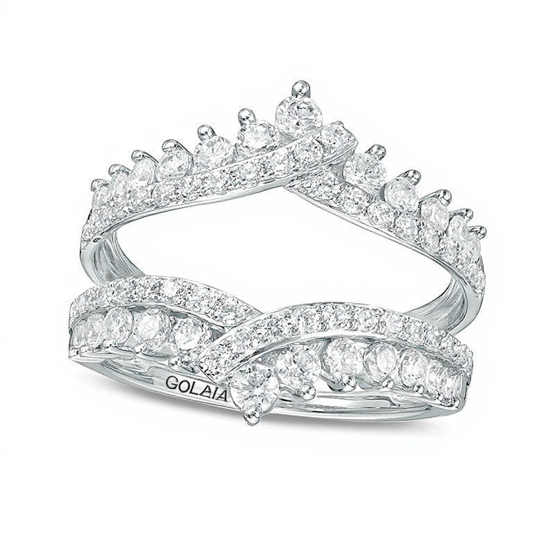 1.25 CT. TW Diamond Bypass Chevron Solitaire Enhancer in 14K White Gold