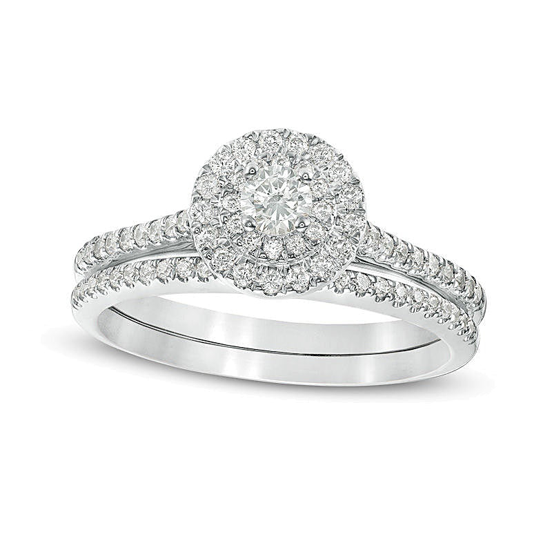 0.5 CT. TW Diamond Double Frame Bridal Set in 14K White Gold