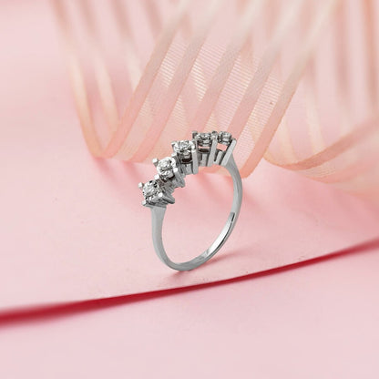 14K White Gold Five Stone Diamond Ring